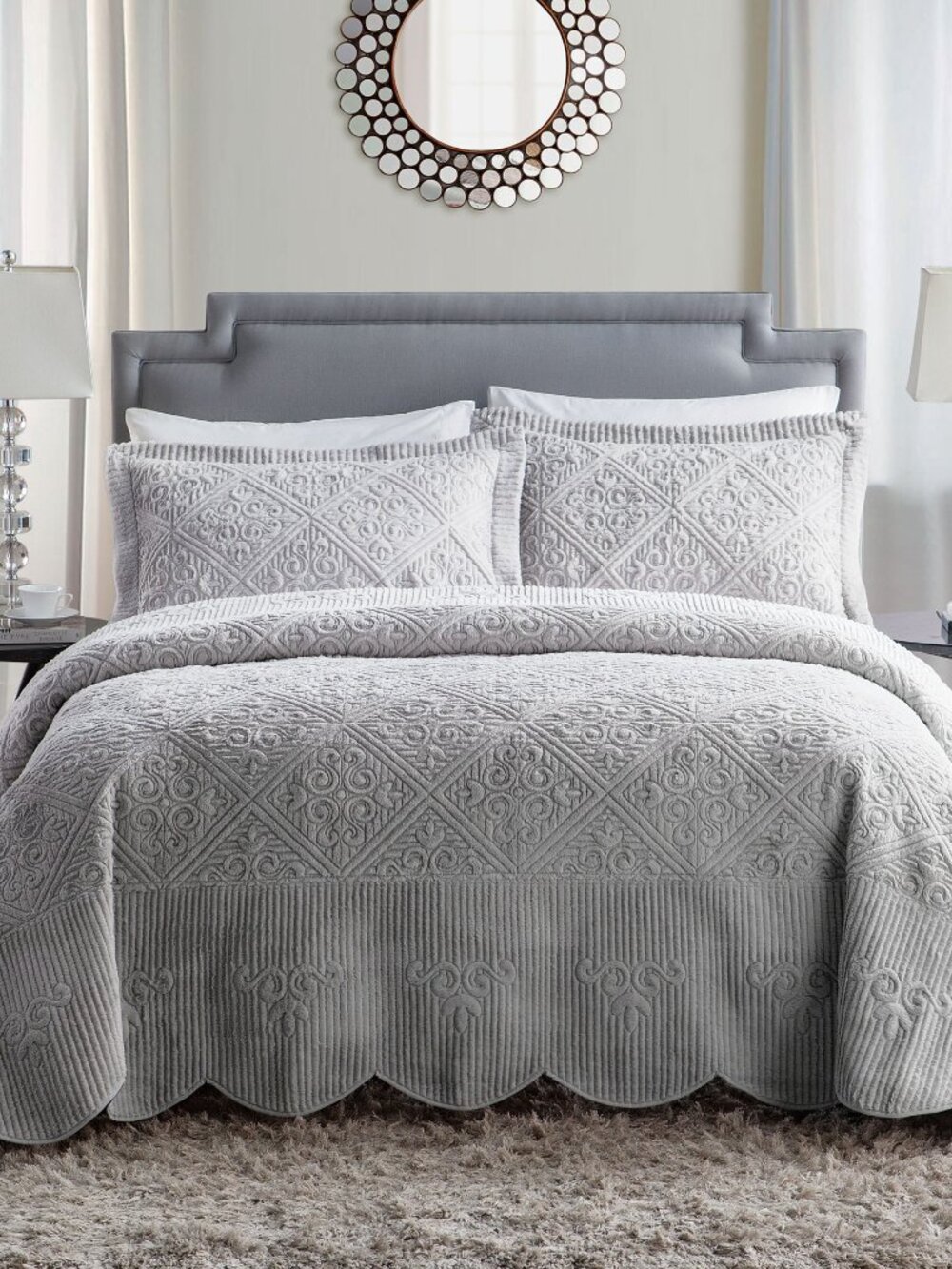 Vcny Home Westland Collection 3 Piece Soft Plush Quilted Faux Mink Fur Bedding S